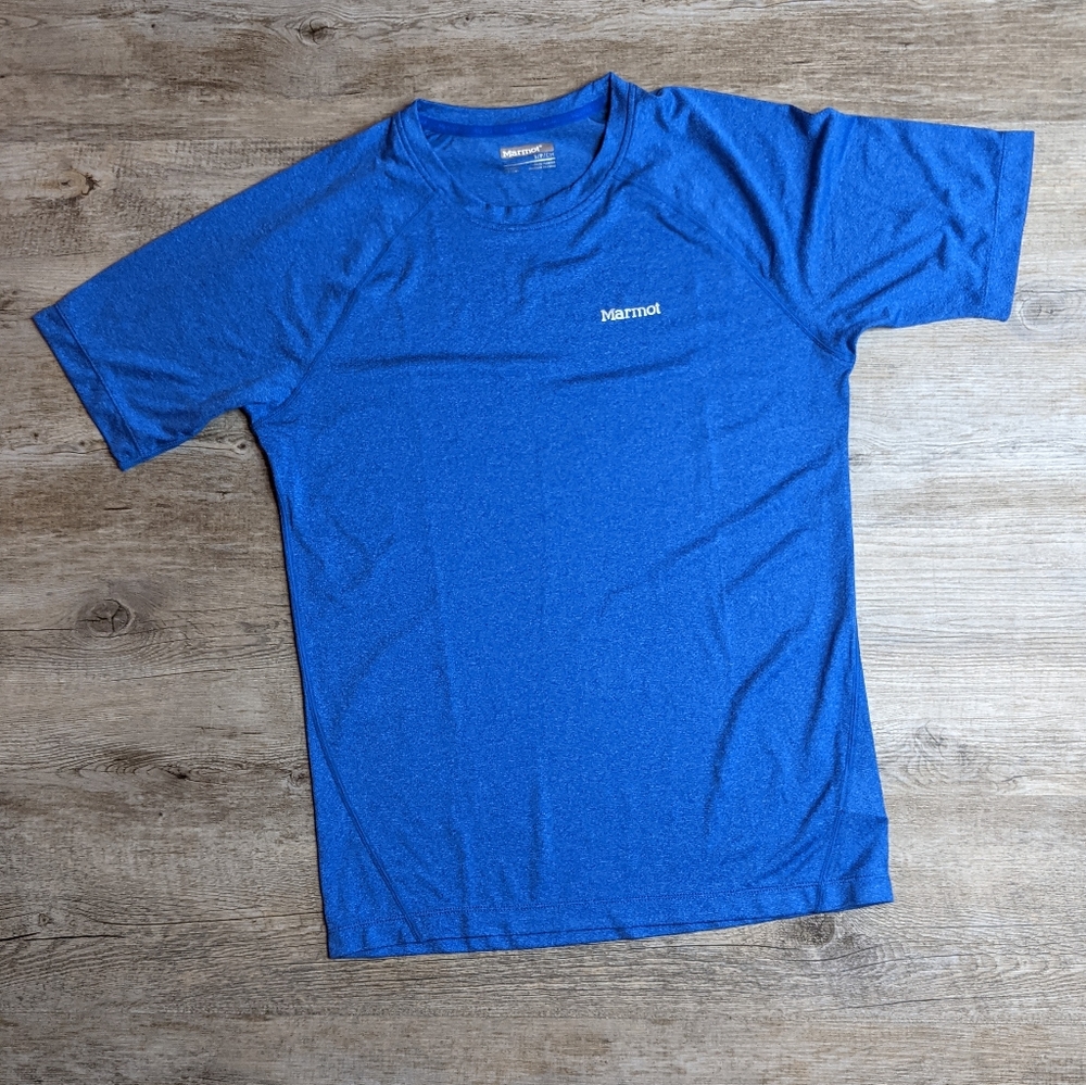 Marmot base layer t shirt running outdoor small blue